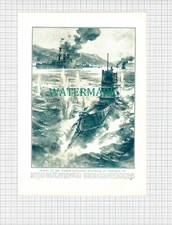 X1246) Turkish Battleship MESSUDIYEH B11 Sub WW1 - c.1918 Print / Cutting