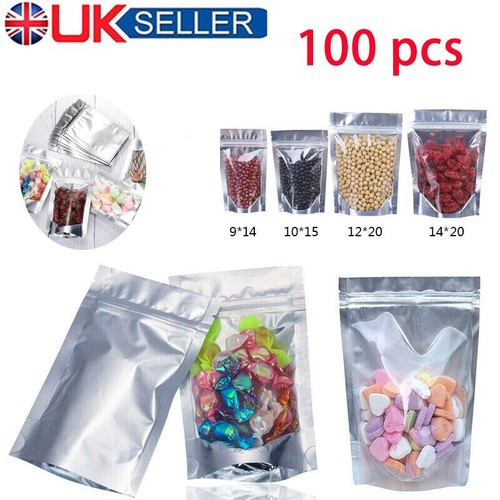Clear silver resealable - silver, stand