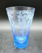 Vintage Fostoria Chintz Etched Blue Tumbler Elegant Glass 6"