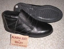 MENS FUR SHOE / BOOT SIZE 9 BLACK LEATHER THERMAL LINING & SOLE CLIFFORD JAMES