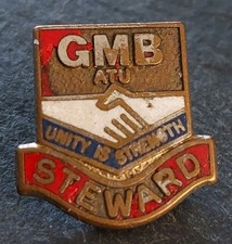GMB ATU UNION STEWARD Vintage Enamel Pin Badge, Trades Union Memorabilia