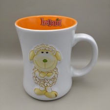 Vintage Finbaaa Ireland Yellow Sheep 3d Embossed Tall Mug Cup H11.5cm Rare VGC
