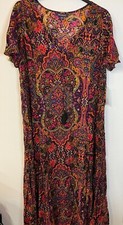 Roamans maxi dress plus size 16/18 36/38 crinkle ethnic tassel ties short sleeve