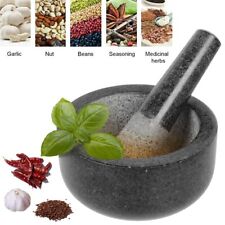 Stone Large Mortar & Pestle Set Solid Unpolished Granite Spice Herb Pounder 16cm