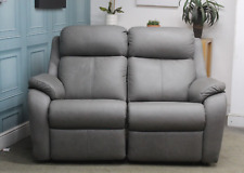 G PLAN KINGSBURY ELECTRIC 2 SEATER SOFA WITH LUMBER IN TEXAS CHARCOAL LEATHER