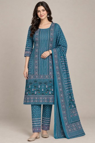 Teal blue printed salwar - teal,