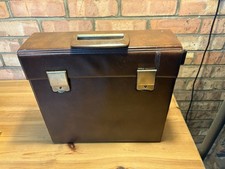 Vintage leather record box - vintage,