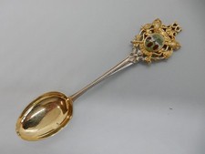 WELLS Sterling SILVER Gilt & Enamel Souvenir Spoon Vaughton & Sons Birm 1903 17g