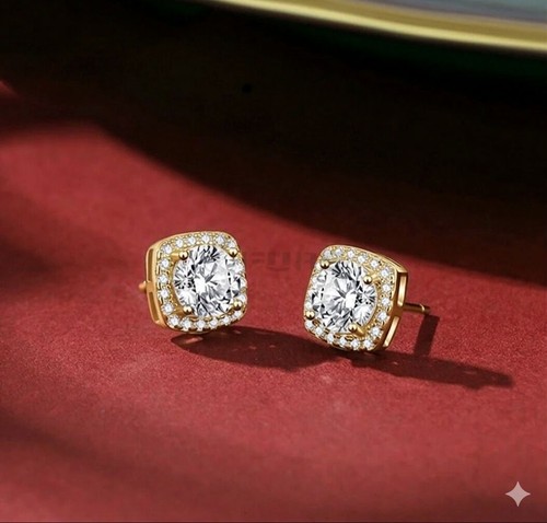 9ct gold square - gold, halo