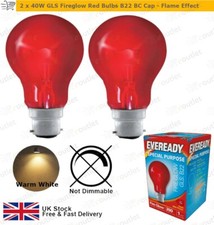 40W GLS Fireglow Red Bulbs B22 BC Cap, Flame Effect by Eveready 2 Pack