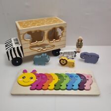 Melissa & Doug Safari Animal Truck Wooden Shape Sorter Toy Catterpillar Jigsaw