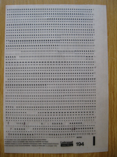 Sheet letraset low case - x,