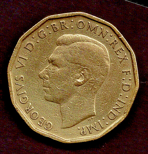 1942 three pence coin - three,