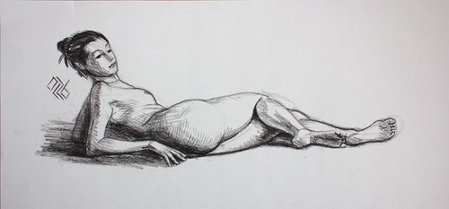 Original female charcoal - original, on