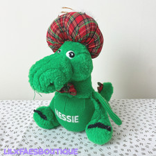 7" Vintage 1990s green Nessie Scottish soft toy plushie