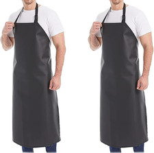 2 Pack 46" Waterproof Rubber PVC Apron Adjustable Aprons for Men HEAVY Duty Chem