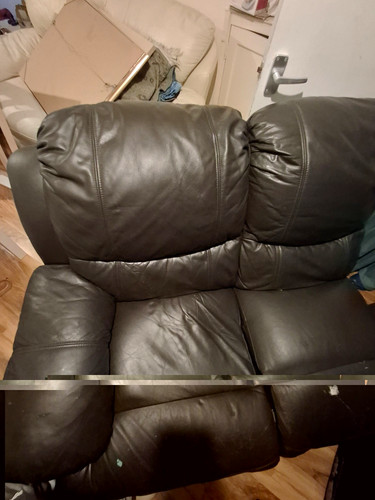 Black leather seater - black, 2-seater
