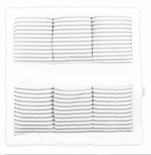 COT TIDY ORGANISER BED NURSERY HANGING STORAGE 6 POCKETS Stripes Grey