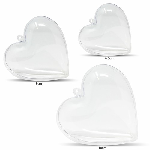 Clear fillable heart baubles - clear,