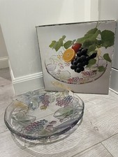 `MELLOW FRUITS` Round SOGA Glass Serving Fruit Platter Bowl -Large 32 X 5 CM-VGC