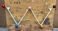 Original Vintage Atomic Sputnik White Wire & Coloured Wooden Ball Coat Rack