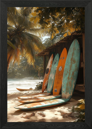 Surfboards tropical beach - a,