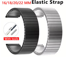 One-Piece Stainless steel Expander stretch metal watch band Strap 16/18/20/22mm