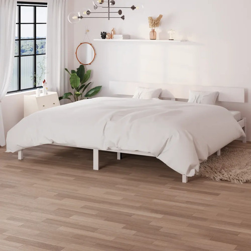 Walplus white solid wood bed - solid,