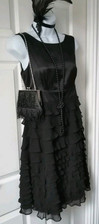 Monsoon Black Dress Size 10 Peaky Blinders Style Gatsby 1920s Flapper Vintage 