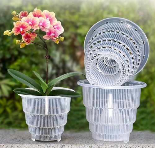 Clear plastic orchid pots with - clear,