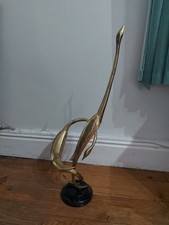 Vintage Art Deco Cast Bronze Sculpture Entwined Birds Cranes Surawongse Thailand