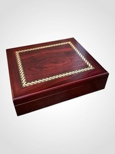 Vintage Inlaid And Lacquered Cedar Wooden Humidor Cigar Box
