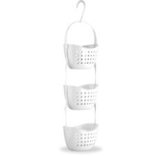 3 Tier Plastic Shower Caddy Bathroom Storage Hook Rack Basket Orgainser White