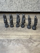 6 X Vintage Warrior Resin Primary Antique Chinese Figurines/Chess Pieces