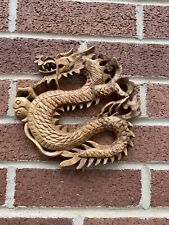 ChiselCraft Asian Art Wooden Dragon Wall Plaque Hand Carved Gothic Art
