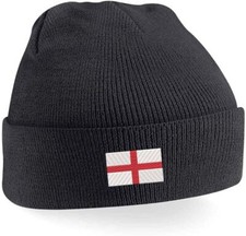 England Beanie Hat - Warm Knit Cap with Cross of St George Design for All Ages