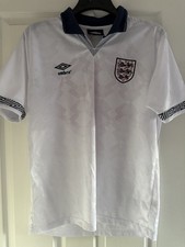 Retro England Umbro 1990 home shirt Gascoigne 19 (Medium)