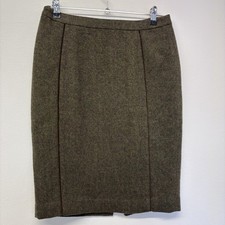 Joules Tweed Skirt Size 10 Green Isadora Style Country Classic 48% Wool