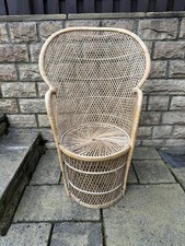 Vintage 1970s Large Adults Rattan & Wicker Peacock Emmanuelle Chair. Halifax