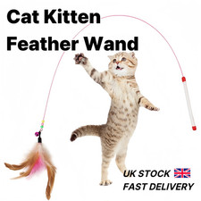 Cat Feather Teaser Wand Toy – Interactive Play Stick for Kittens Cats