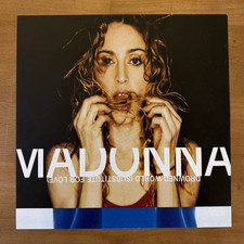 VINTAGE 12"X12" RECORD STORE DISPLAY CARD FLAT - MADONNA - DROWNED WORLD  (1998)