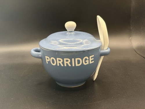 Vintage blue ceramic porridge - vintage,