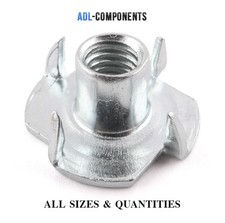 4 PRONGED CAPTIVE TEE NUT WOOD FURNITURE T NUTS 13 SIZES M3 M4 M5 M6 M8 M10 M12