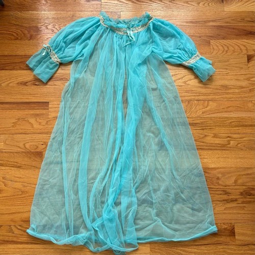 60s teal peignoir sheer - 60s,