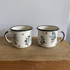 Enamel Mugs x 2 Lisa Stickley Garden Trading Floral Gardener Camping  - 350ml