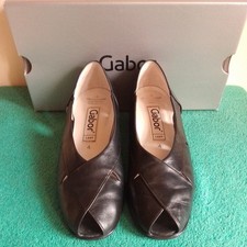 Gabor Lady Black Leather Peep Toe Shoes Size UK 4. Original box. Free delivery.