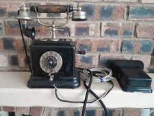 ANTIQUE VINTAGE BLACK ROTARY DIAL DESK TELEPHONE ERICSSON STOCKHOLM BAKELITE SET