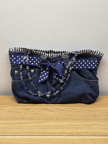 Denim jean handbag featuring - jean,