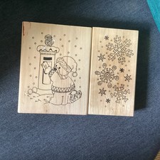 2  LARGE WOODEN RUBBER  STAMPS