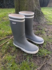 Aigle Kids’ Rubber Wellington Boots – Size EU 31 (UK 12.5) Grey